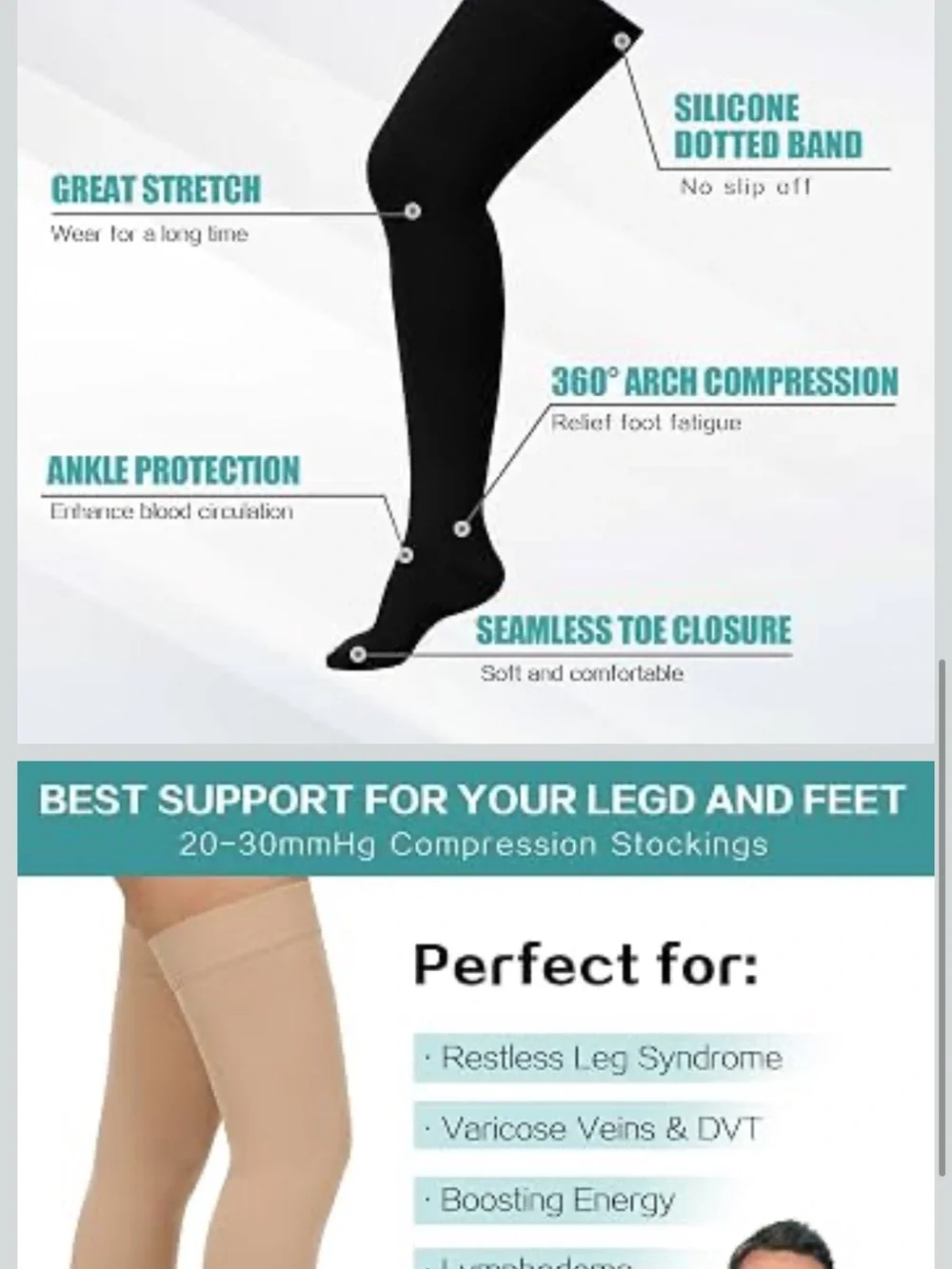 2 pairs of Medical Compression Stockings - Black and nude